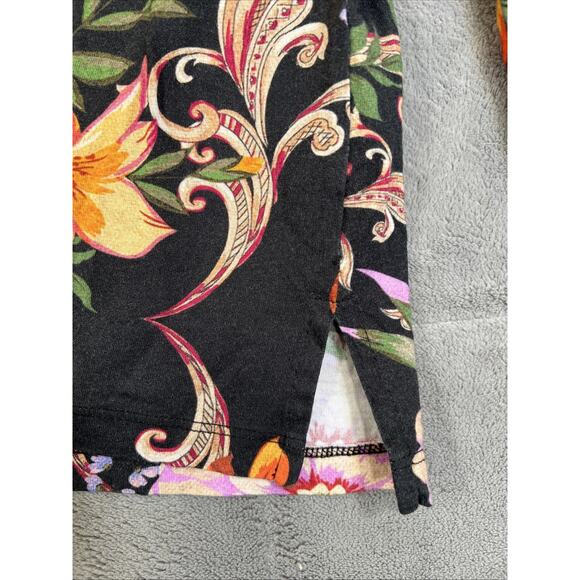 Johnny Was Pajama Top Large Womens Colorful Soft Dark Floral Stretch Cotton Boho - Picture 6 of 12